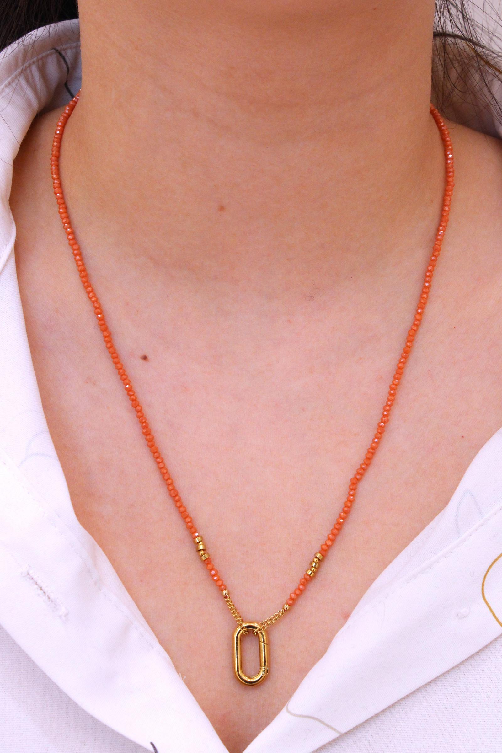 Wholesaler MAISON OKAMI - Fine chain necklace and golden central link