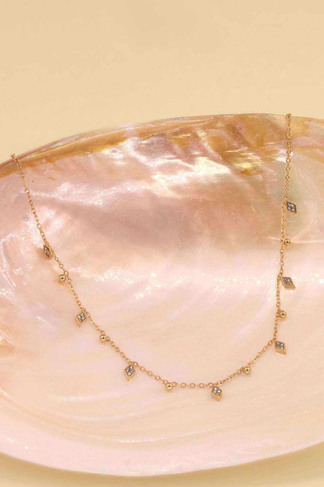 Grossiste MAISON OKAMI - Collier chaîne motifs losanges