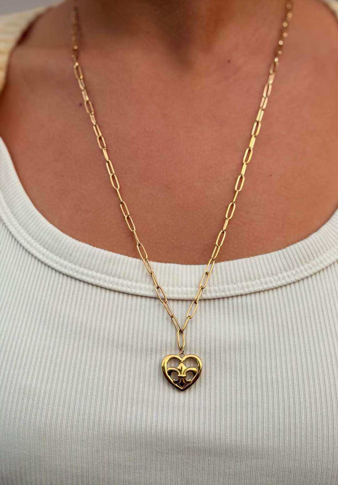 Wholesaler MAISON OKAMI - Mid-length Stainless Steel Necklace with Heart Design Pendant