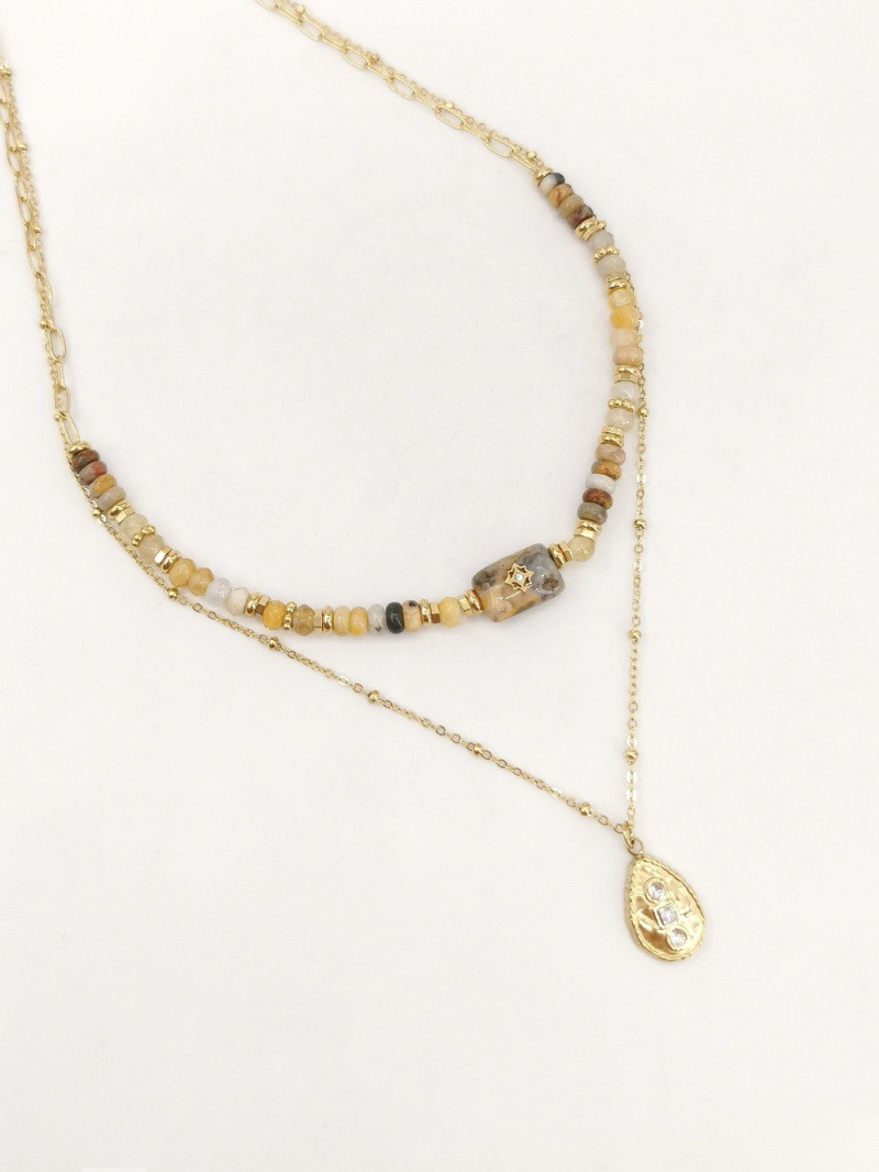 Wholesaler MAISON OKAMI - Double Row Necklace with Natural Stone