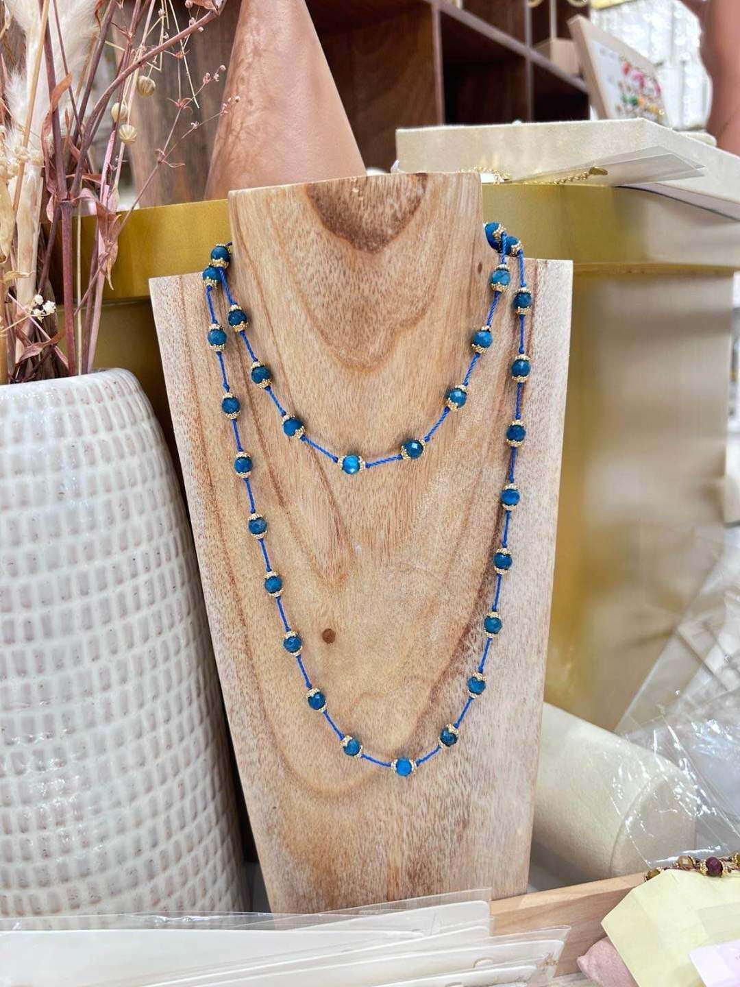 Mayorista MAISON OKAMI - Collar largo de acero inoxidable con piedras naturales