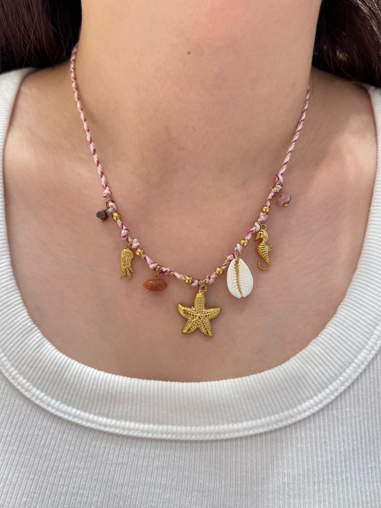 Wholesaler MAISON OKAMI - Fancy necklace cord charms seashell starfish - Bohemian summer style