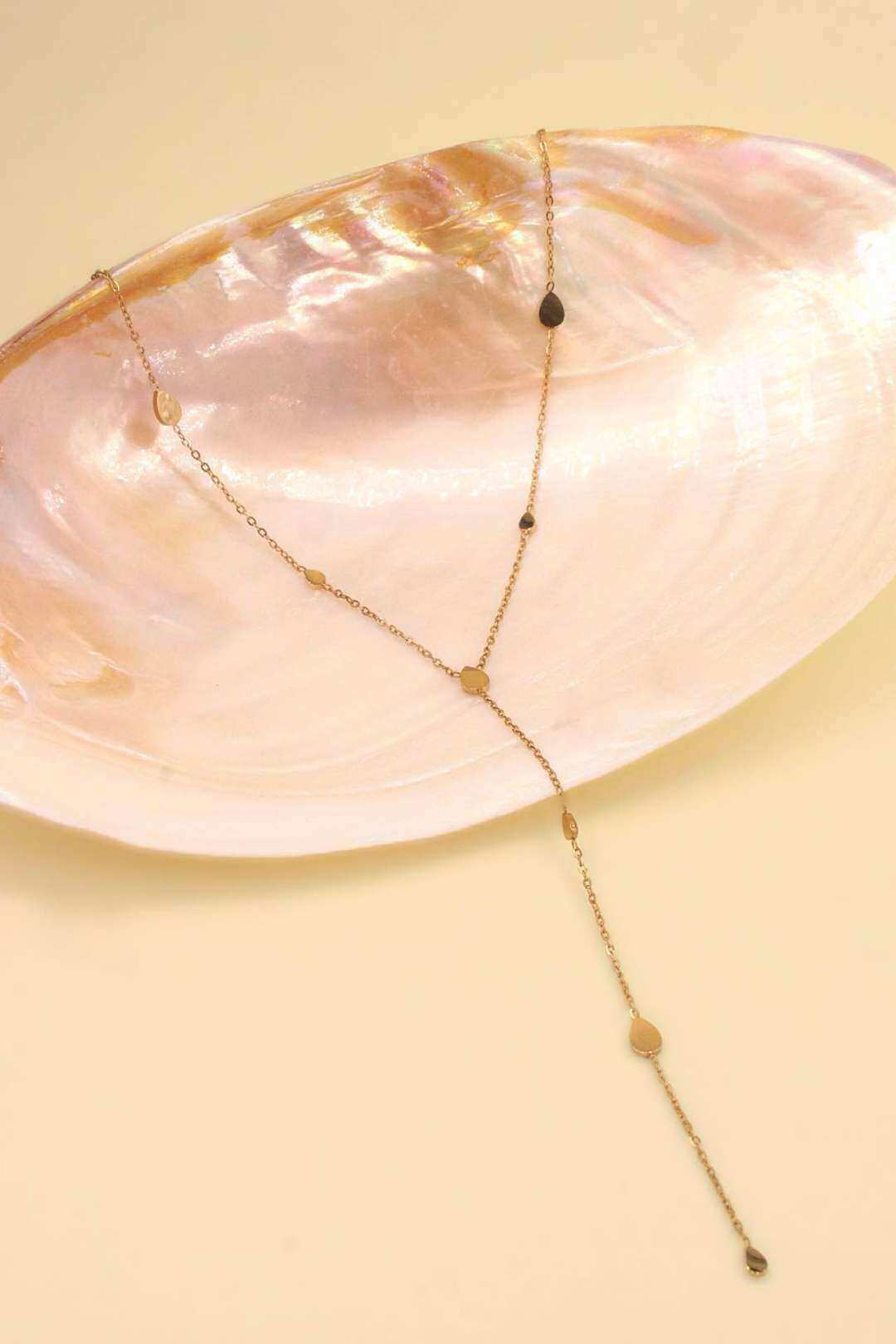 Mayorista MAISON OKAMI - Collar en Y con colgantes de discos de acero inoxidable