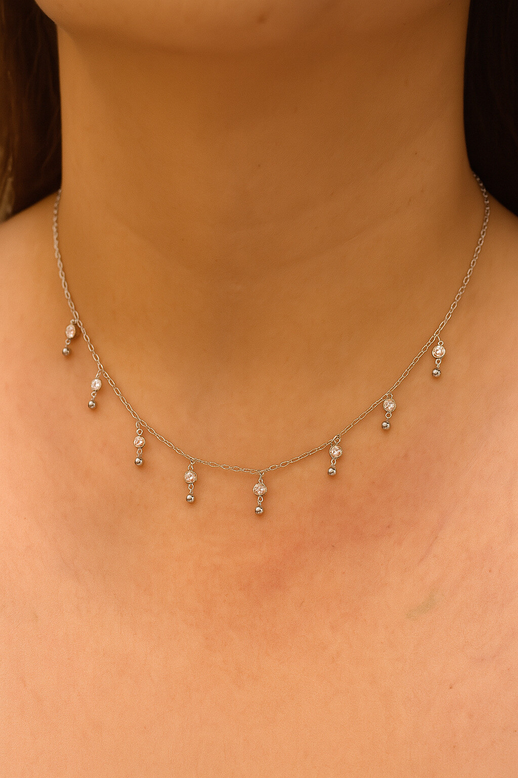 Grossiste MAISON OKAMI - Collier fin zircon pendants délicats