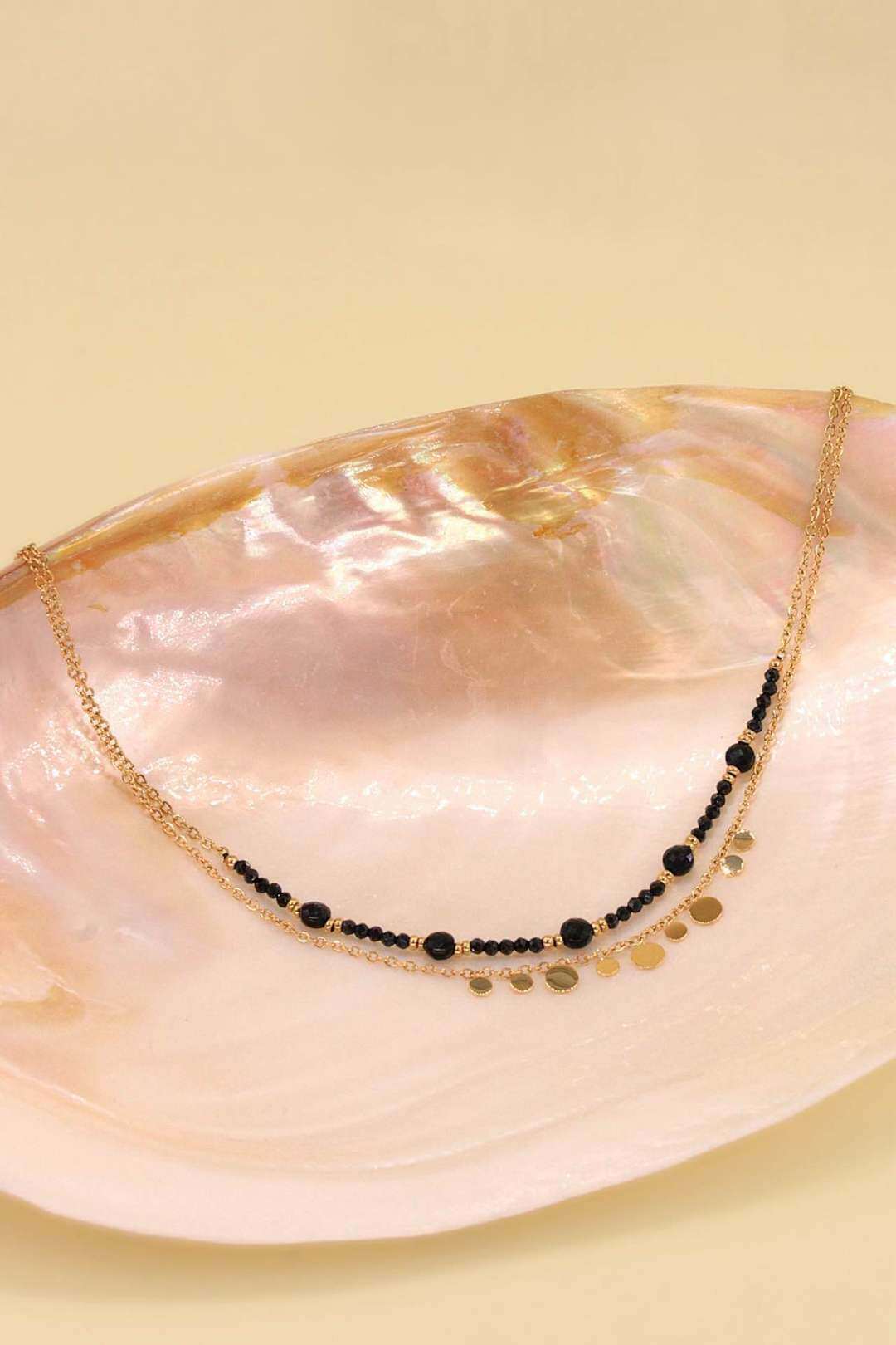 Mayorista MAISON OKAMI - Collar de doble cadena con piedras naturales