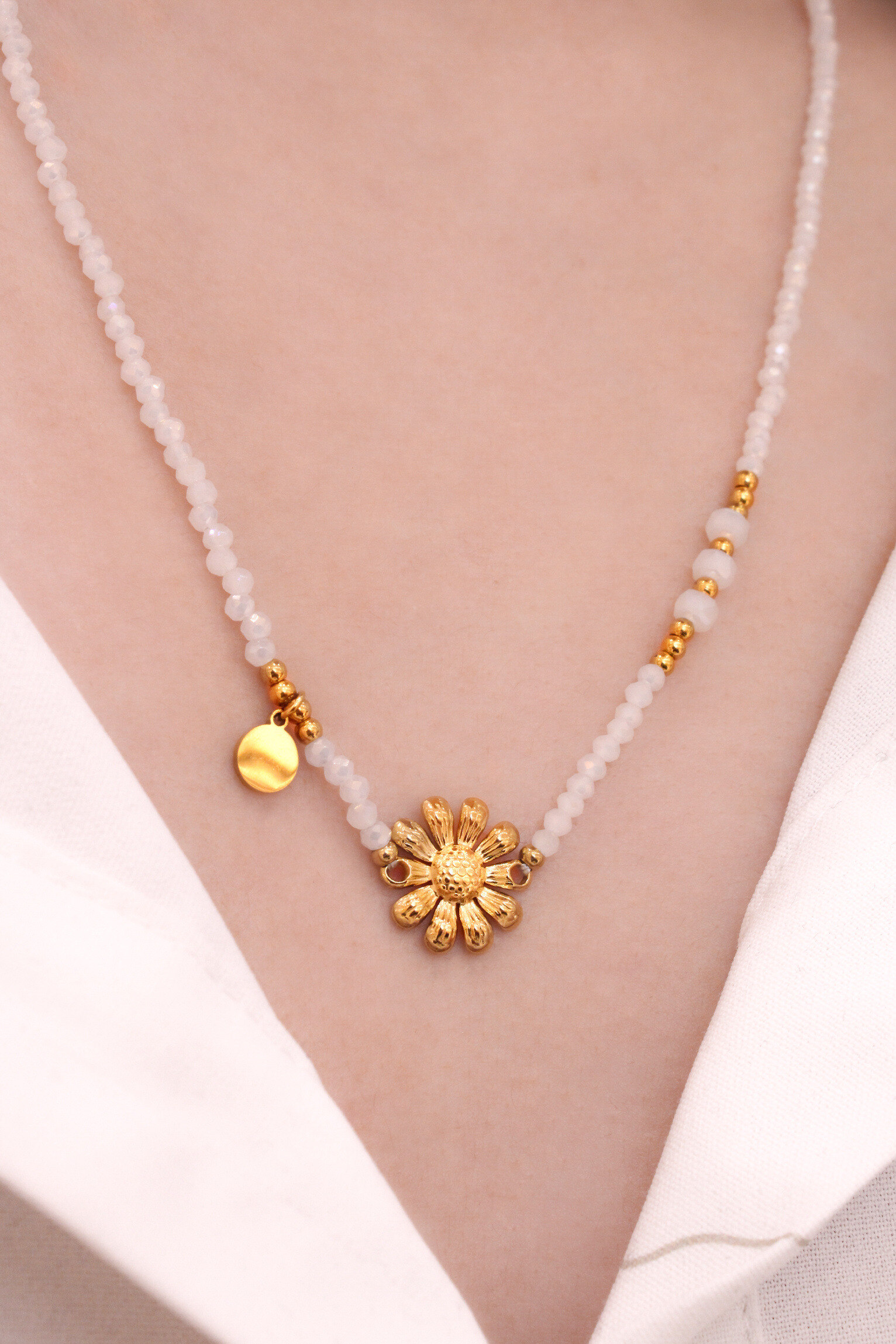 Grossiste MAISON OKAMI - Collier fleur dorée