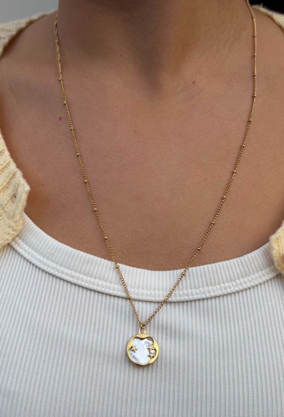 Wholesaler MAISON OKAMI - Mid-length Stainless Steel Necklace with Medallion and Link Chain