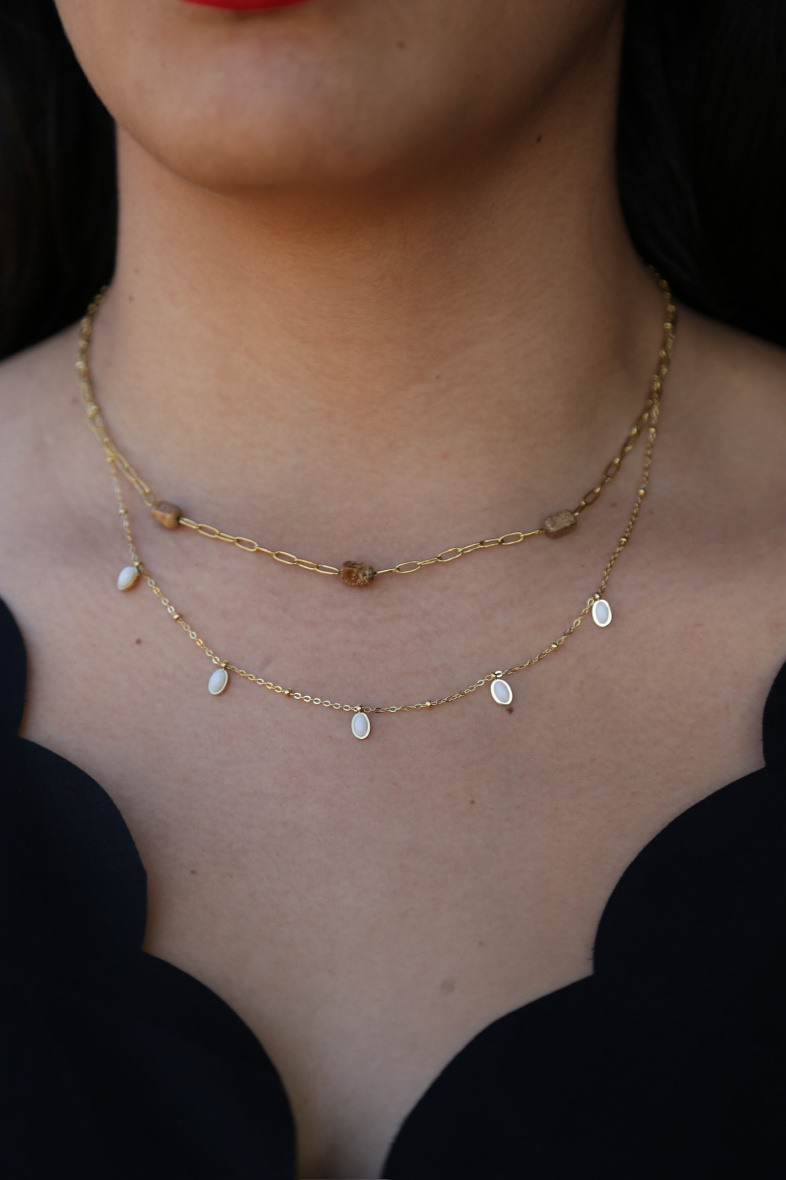 Grossiste MAISON OKAMI - Collier Rang avec Pierres et Chaînes Mixtes