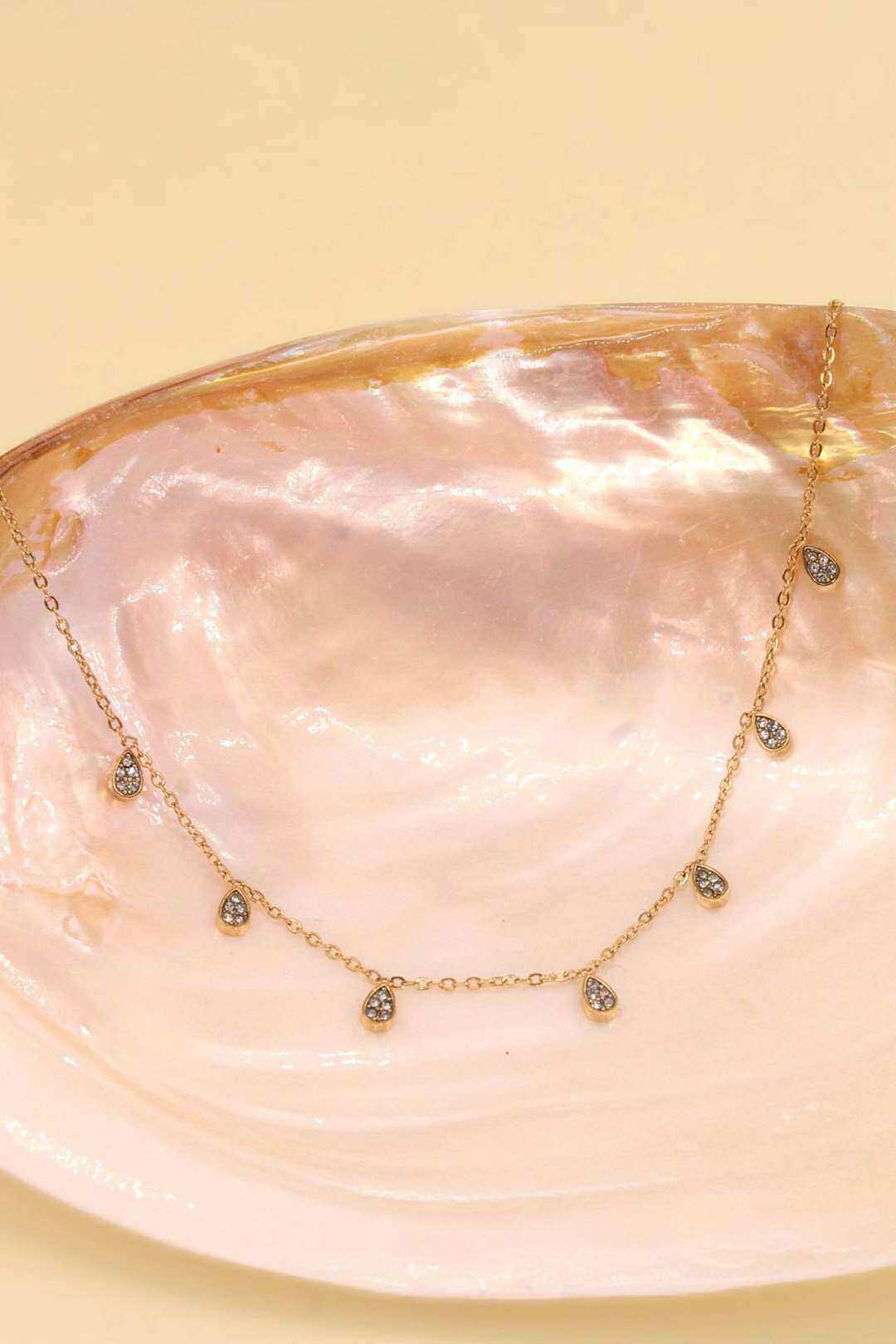 Mayorista MAISON OKAMI - Collar de cadena con pequeñas gotas engastadas