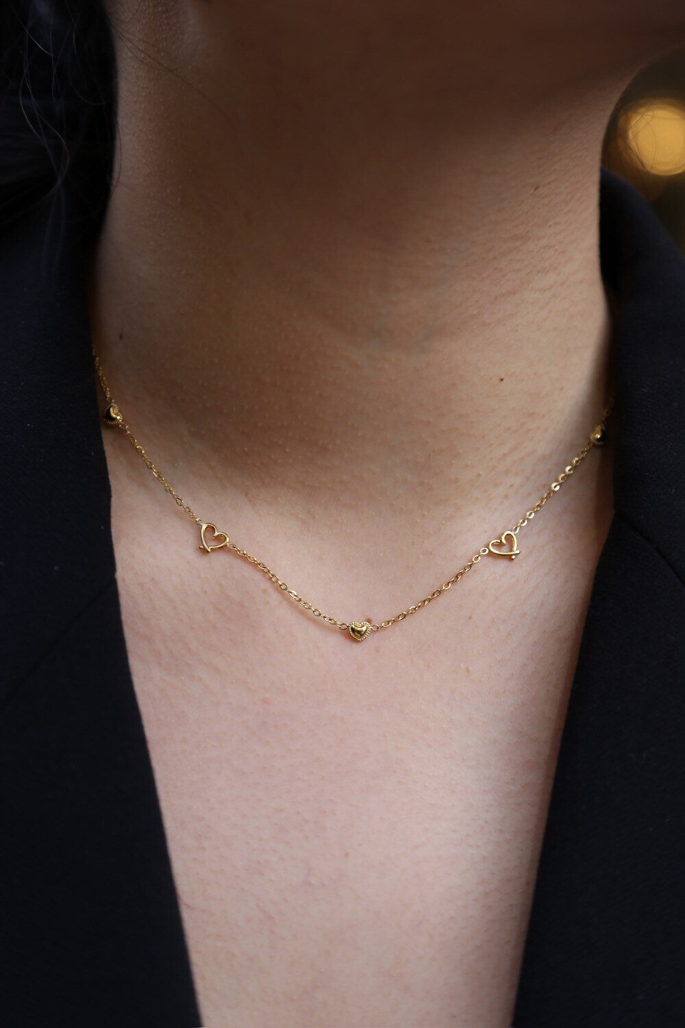 Wholesaler MAISON OKAMI - Choker necklace with delicate heart pendants