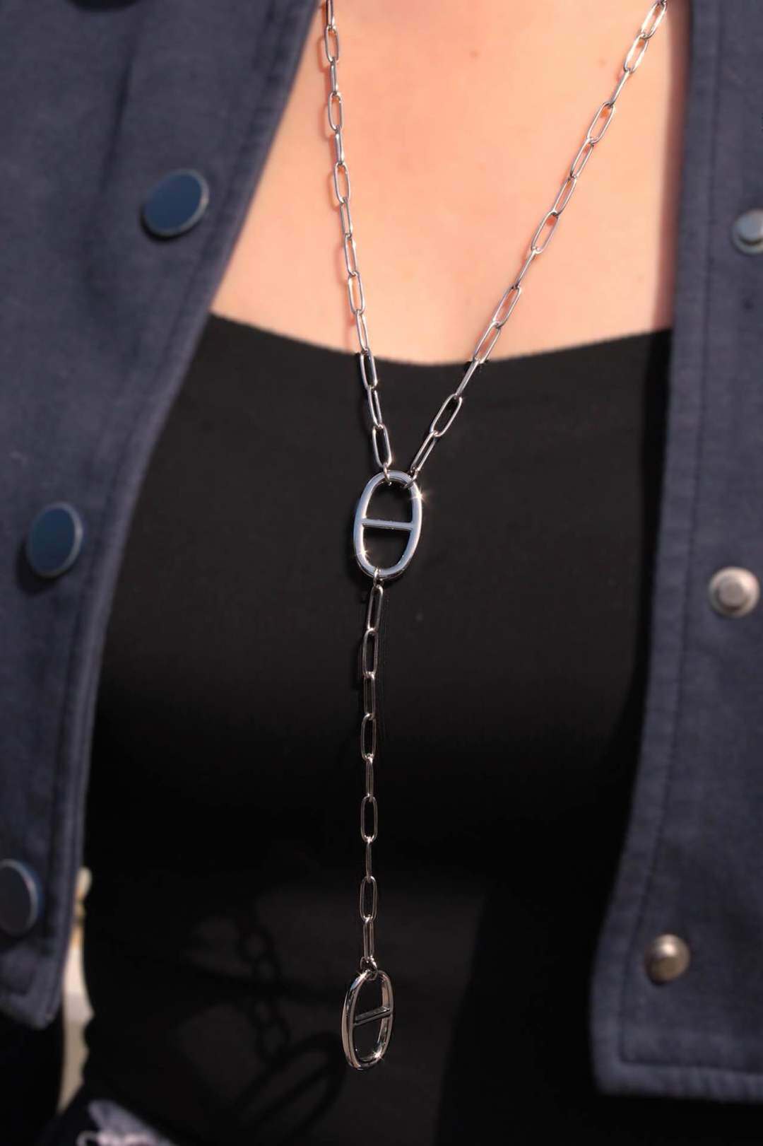 Wholesaler MAISON OKAMI - Mid-length stainless steel necklace with oval design