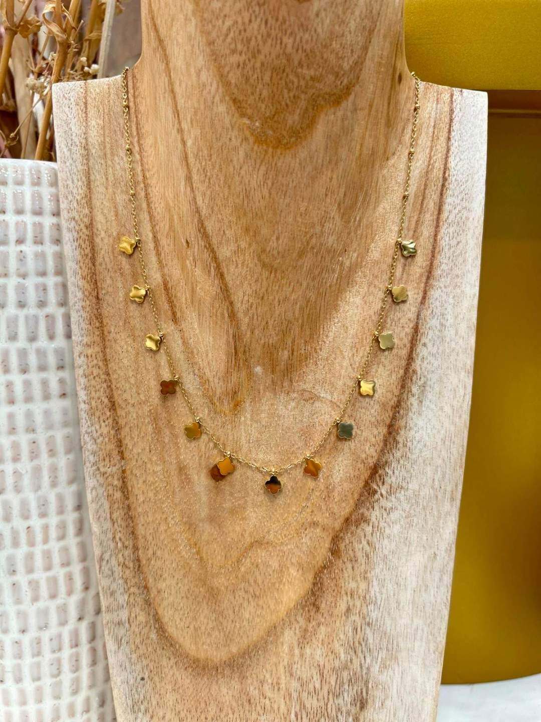Mayorista MAISON OKAMI - Collar de acero inoxidable con colgantes de trébol