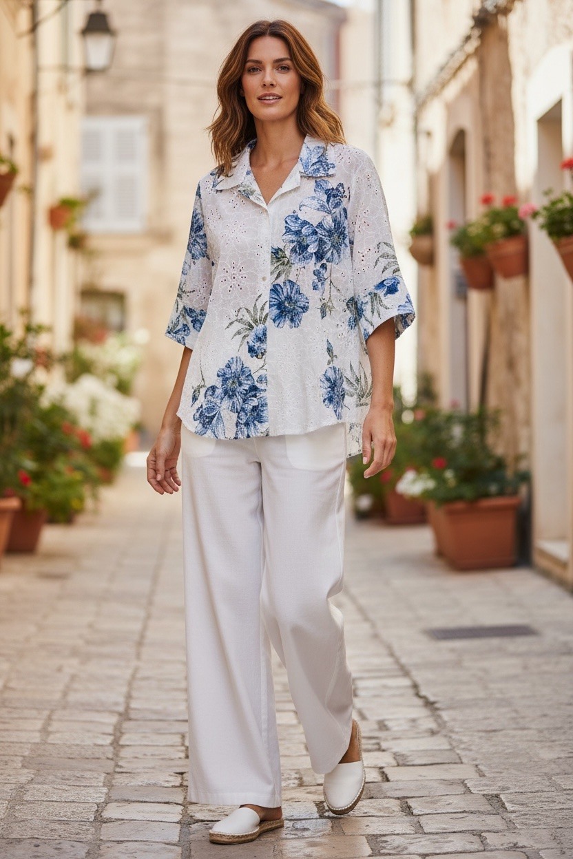 Mayorista MAISON-X - CAMISA BORDADO INGLÉS ESTAMPADA