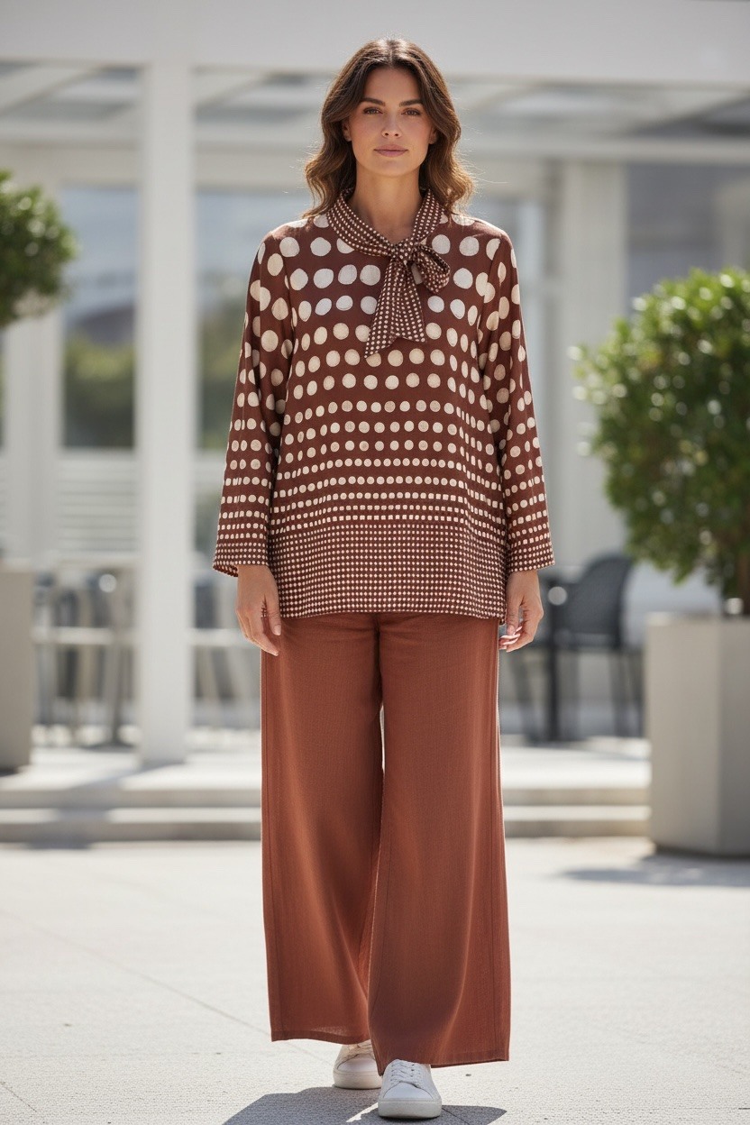 Wholesaler MAISON-X - TOP AND PANTS SET  POLKA DOT PRINT TOP