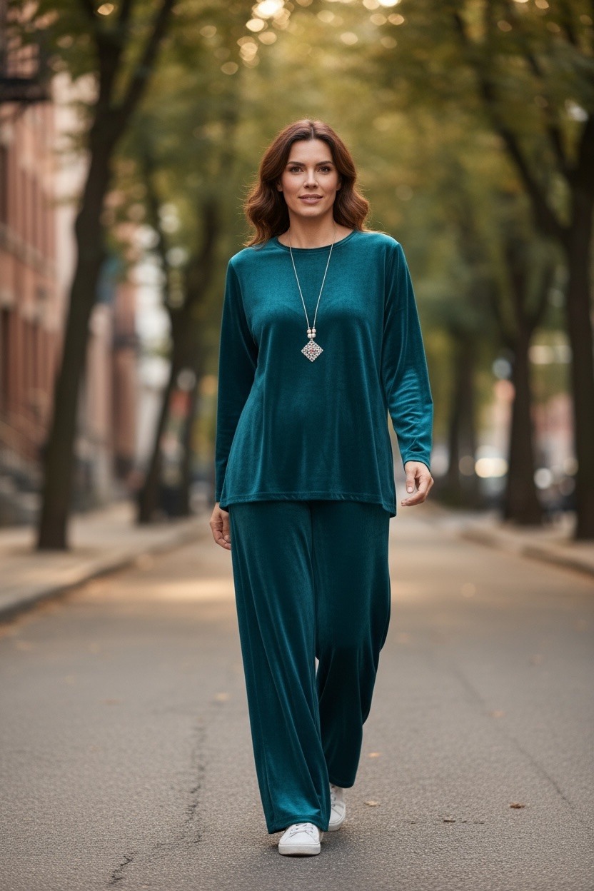 Grossiste MAISON-X - ENSEMBLE PULL ET PANTALON EN VELOURS AVEC COLLIER