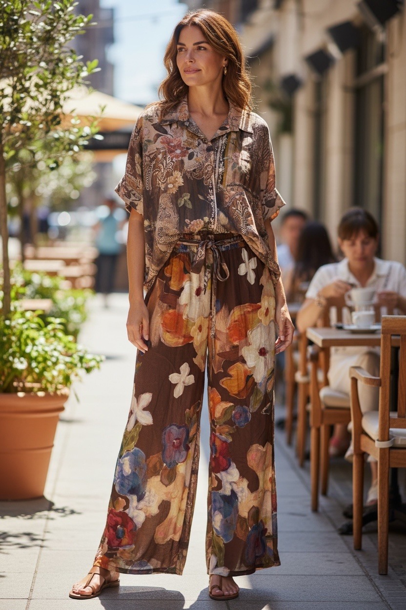 Wholesaler MAISON-X - FLORAL PRINT BELTED TROUSERS