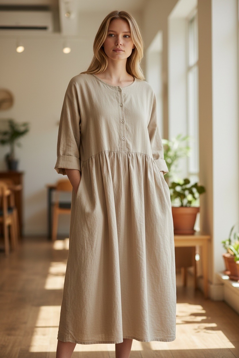 Grossiste MAISON-X - ROBE EN VELOURS AVEC BOUTONS ET DEUX POCHES