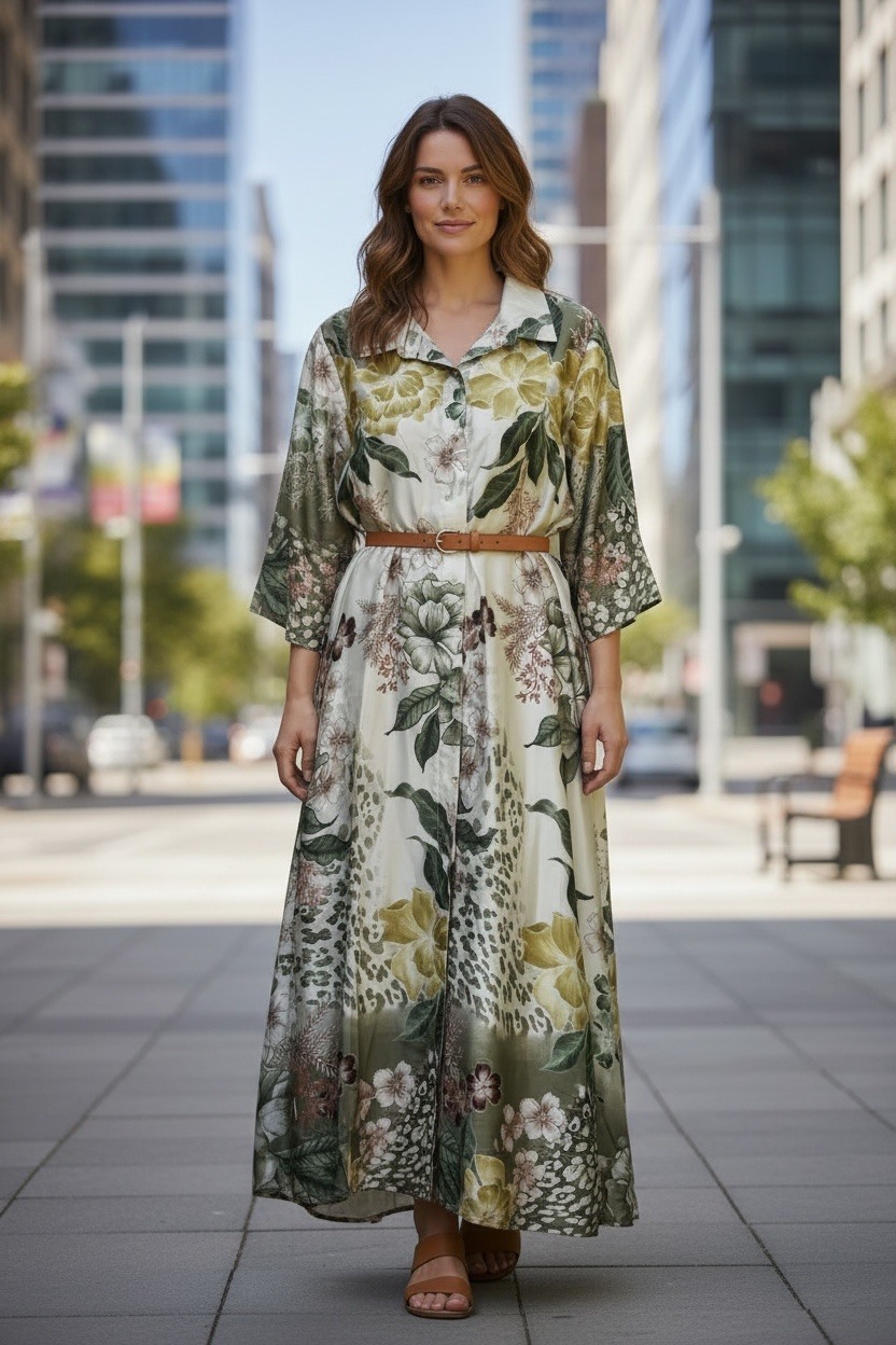 Wholesaler MAISON-X - PRINTED SATIN DRESS