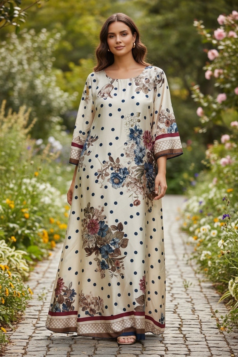 Mayorista MAISON-X - VESTIDO DE SATÉN CON ESTAMPADO DE LUNARES FLORALES