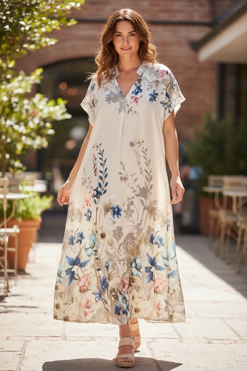 Mayorista MAISON-X - VESTIDO DE MANGA CORTA ESTAMPADO FLORAL