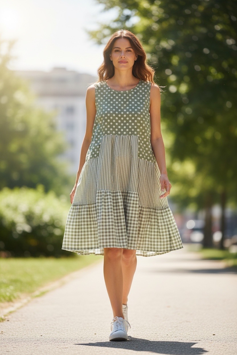 Wholesaler MAISON-X - STRIPED AND POLKA DOT DRESS