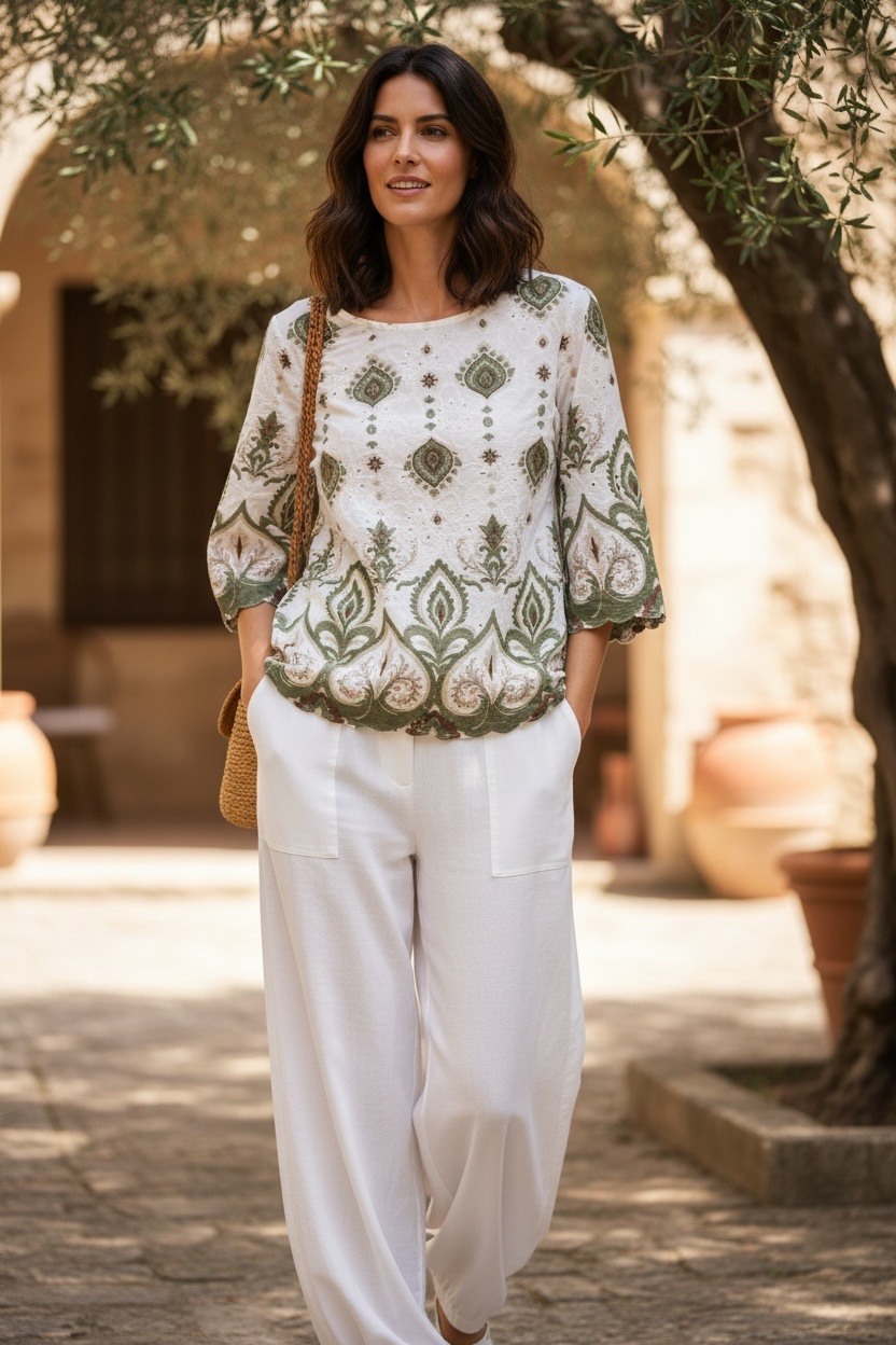 Wholesaler MAISON-X - PRINTED EYELET BLOUSE