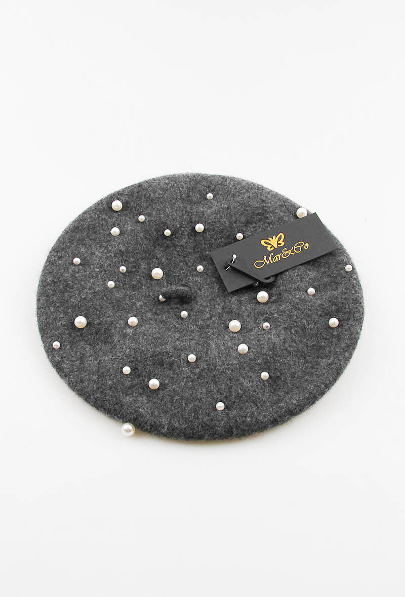 Großhändler MAR&CO Accessoires - Baskenmütze mit Perlen