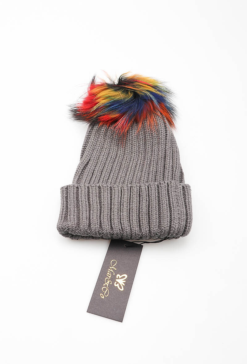 Großhändler MAR&CO Accessoires - Gerippte Mütze mit Waschbär-Pompon