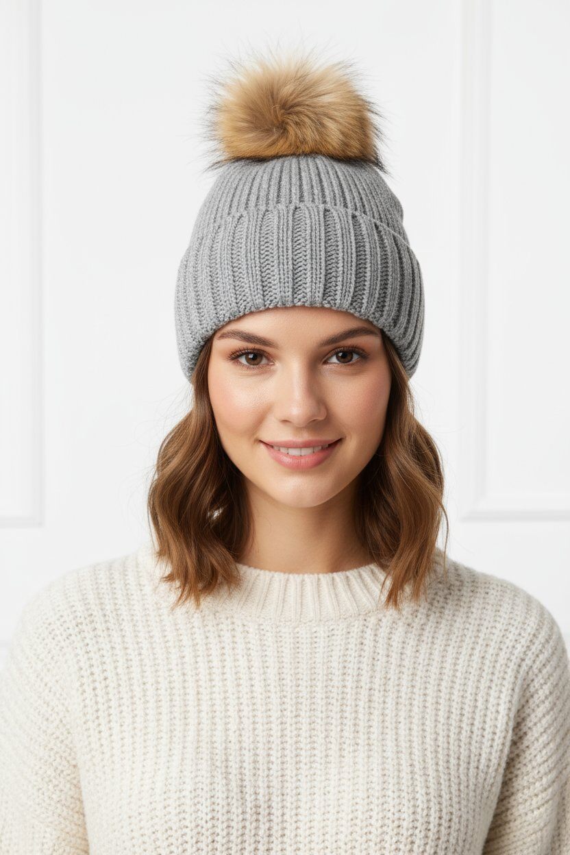 Grossiste MAR&CO Accessoires - Bonnet avec pompon en raton laveur