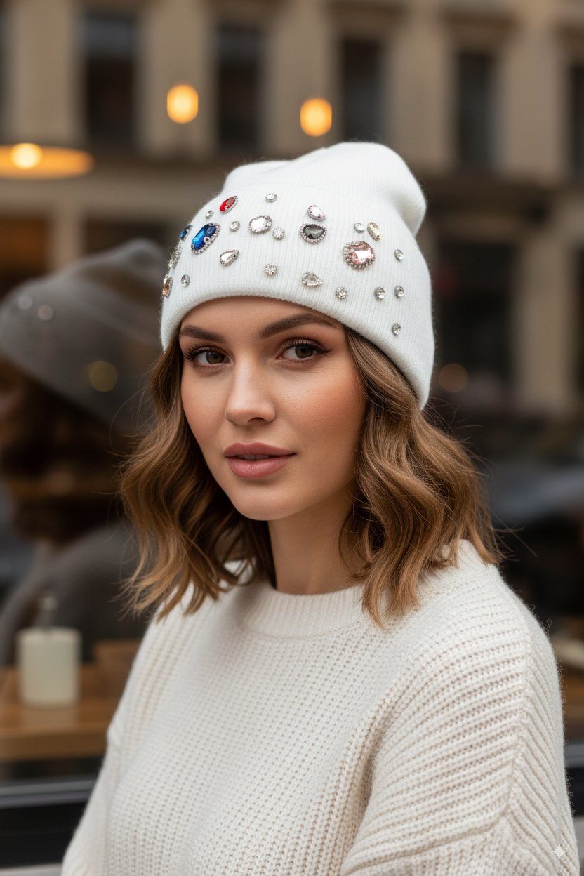 Grossiste MAR&CO Accessoires - Bonnet angora avec strass