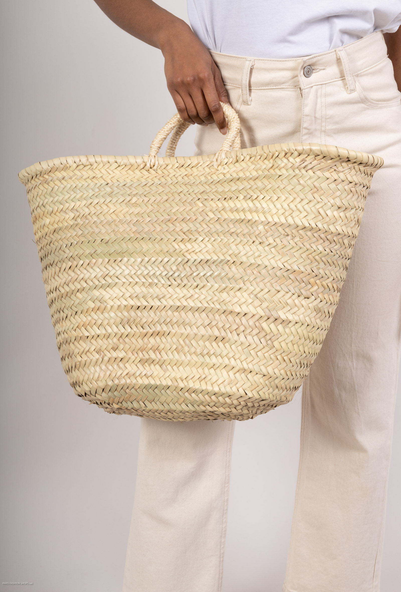Großhändler MAR&CO Accessoires - natürlicher einfarbiger Korbtasche in Strohfarbe 60*35*18cm