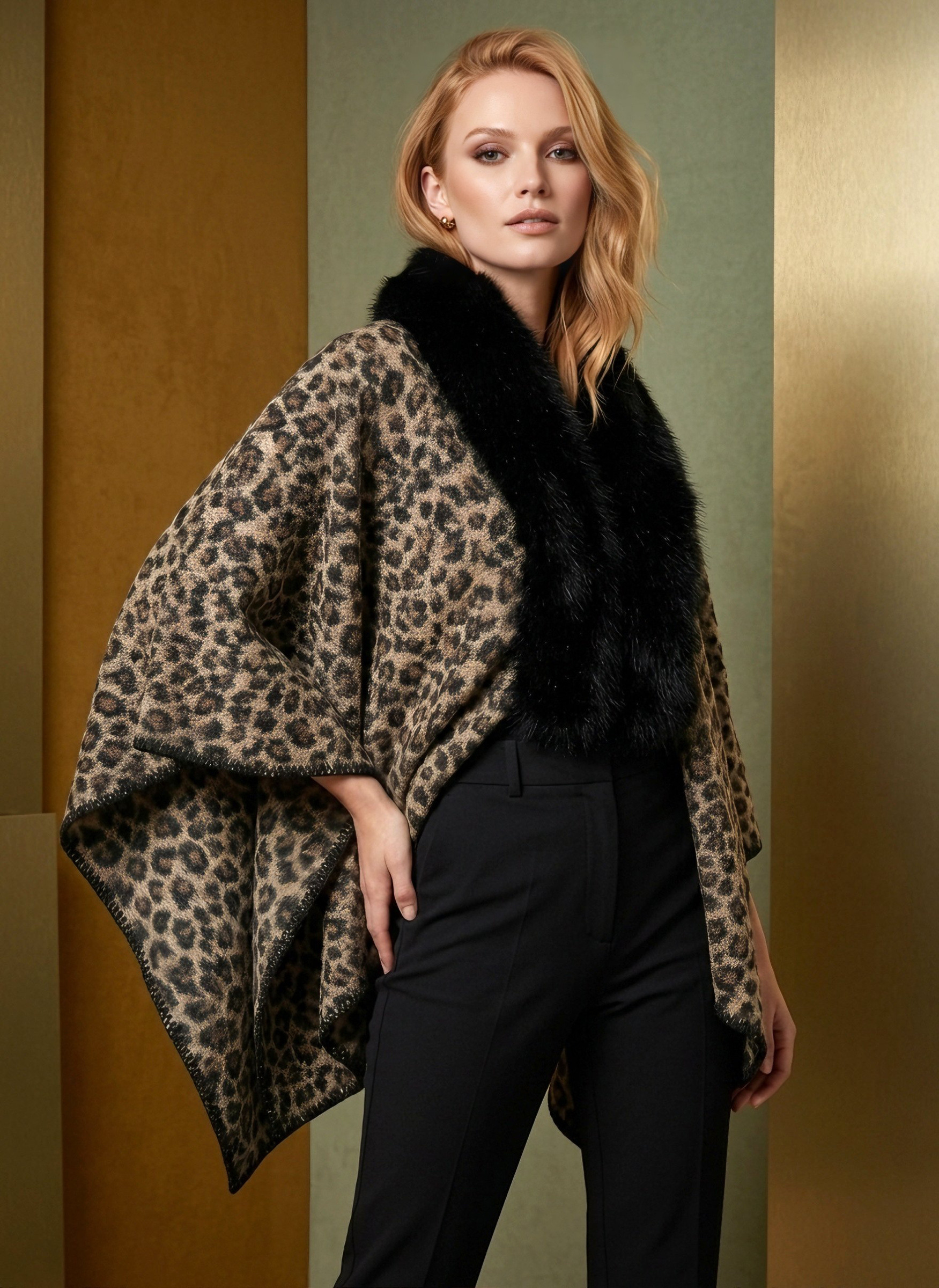 Grossiste MAR&CO Accessoires - Cape ponchos imprimé léopard