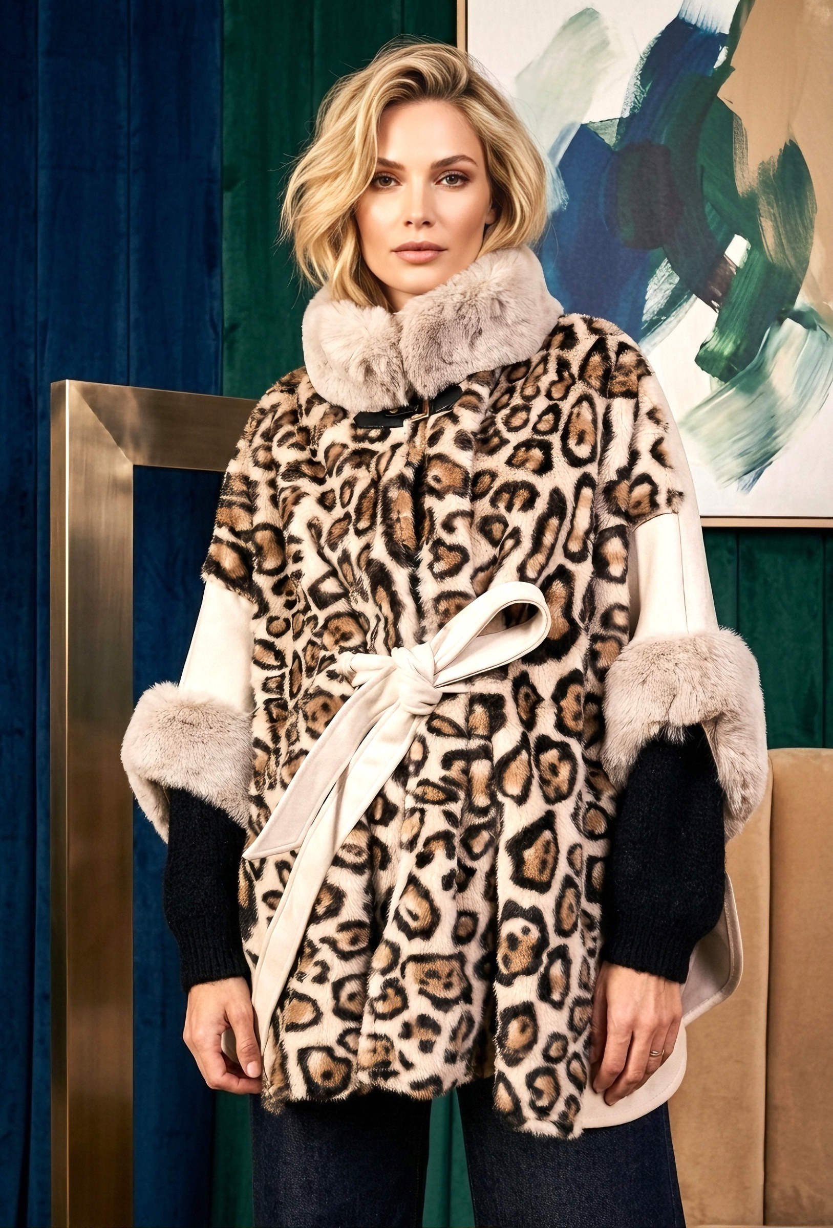 Grossiste MAR&CO Accessoires - Cape ponchos imprimé léopard