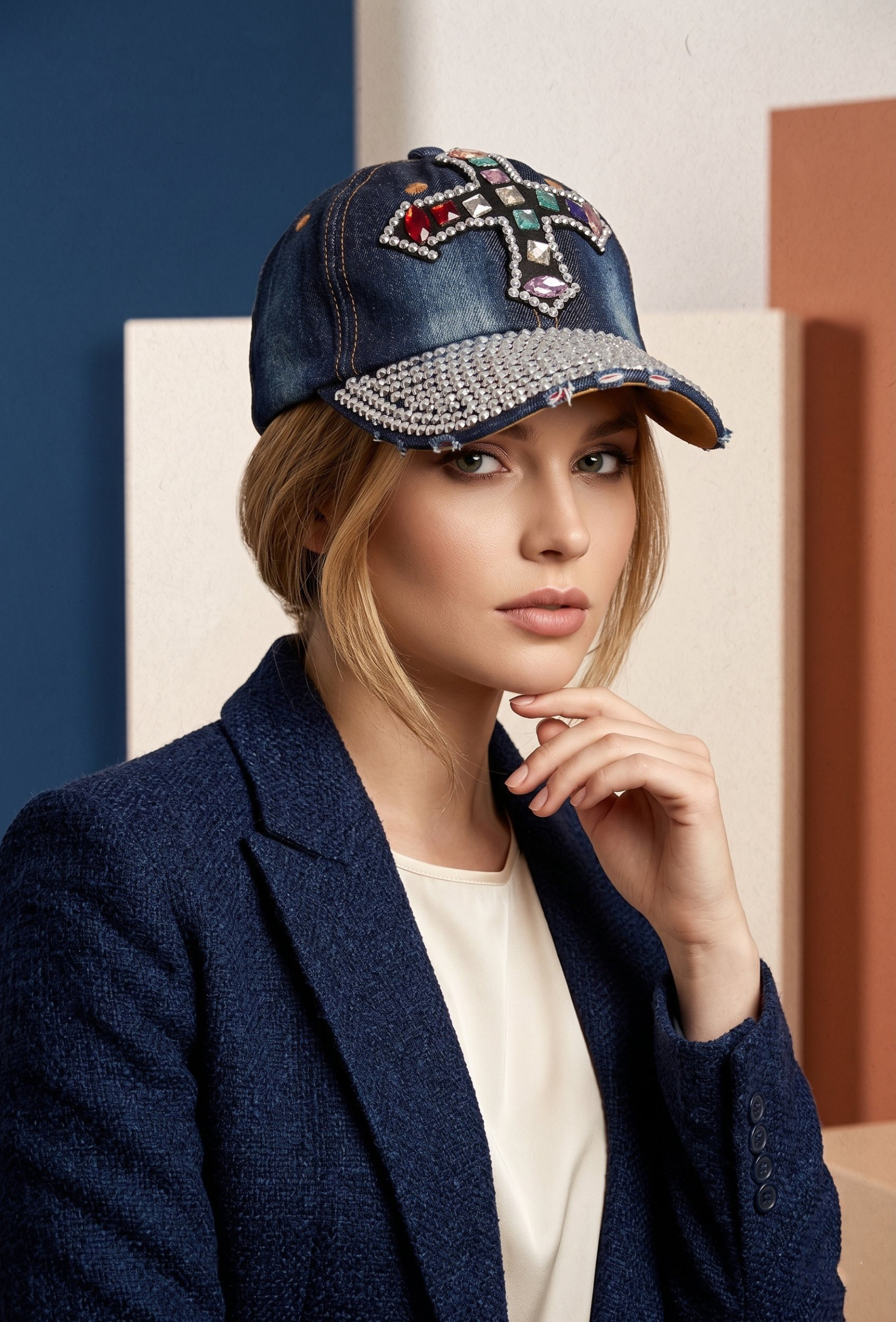 Großhändler MAR&CO Accessoires - Baumwollkappe mit Strass