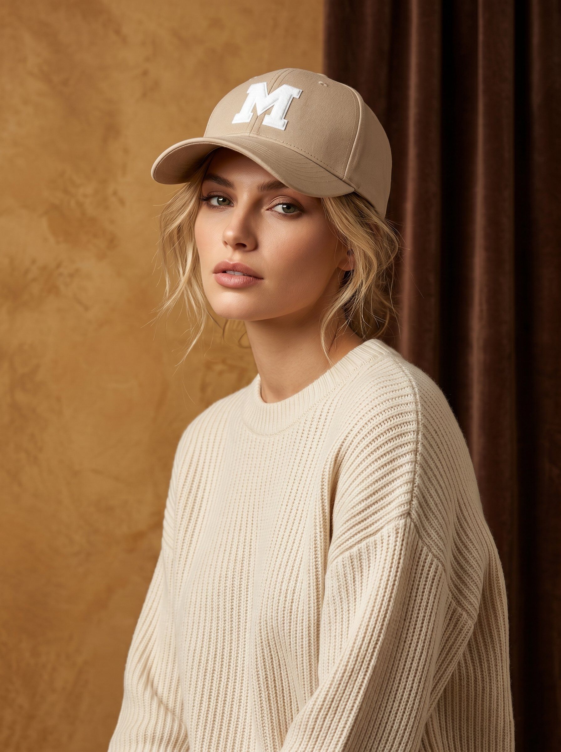 Großhändler MAR&CO Accessoires - einfarbige Baumwollkappe mit weißem M