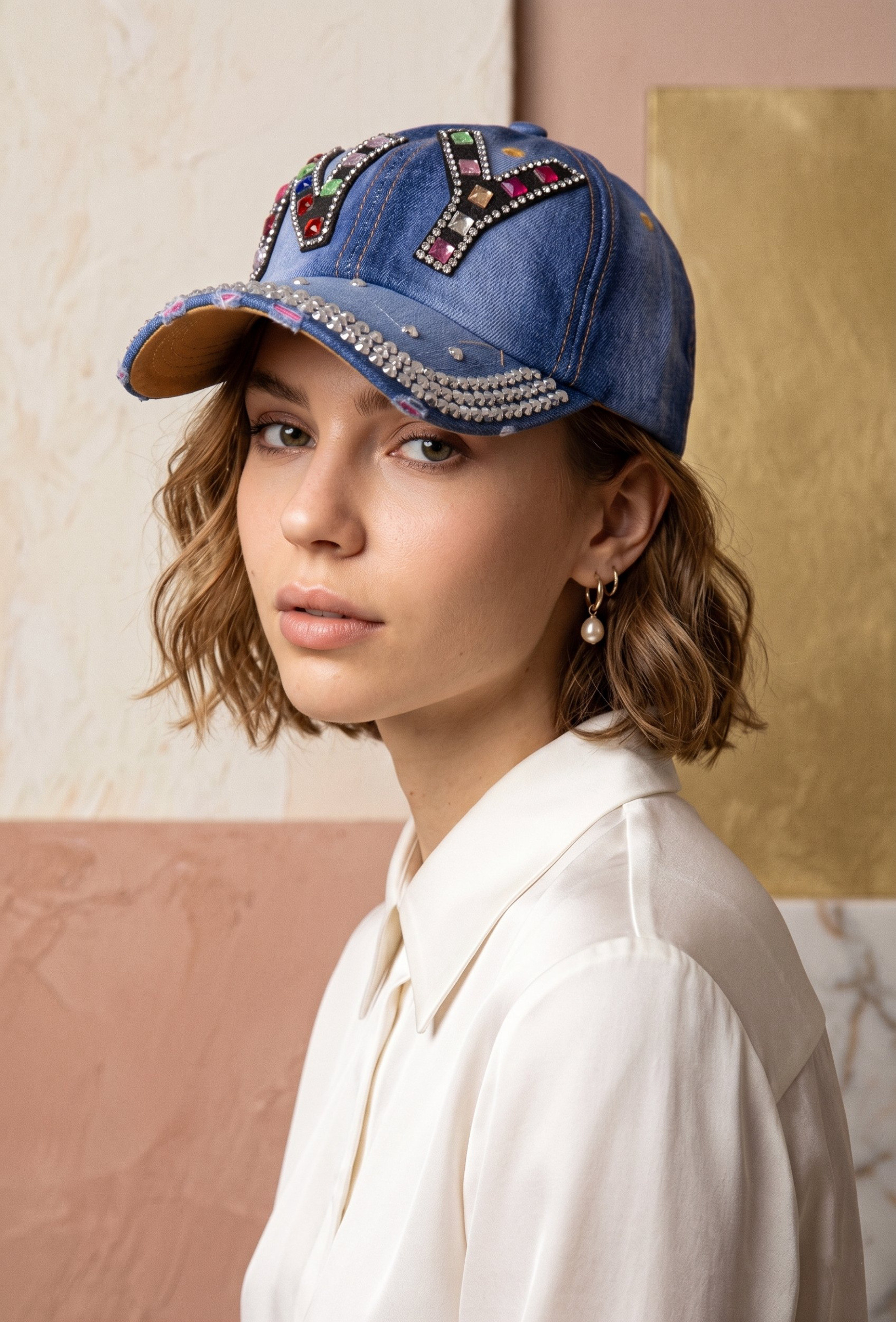 Großhändler MAR&CO Accessoires - Baumwollkappen mit Strasssteinen