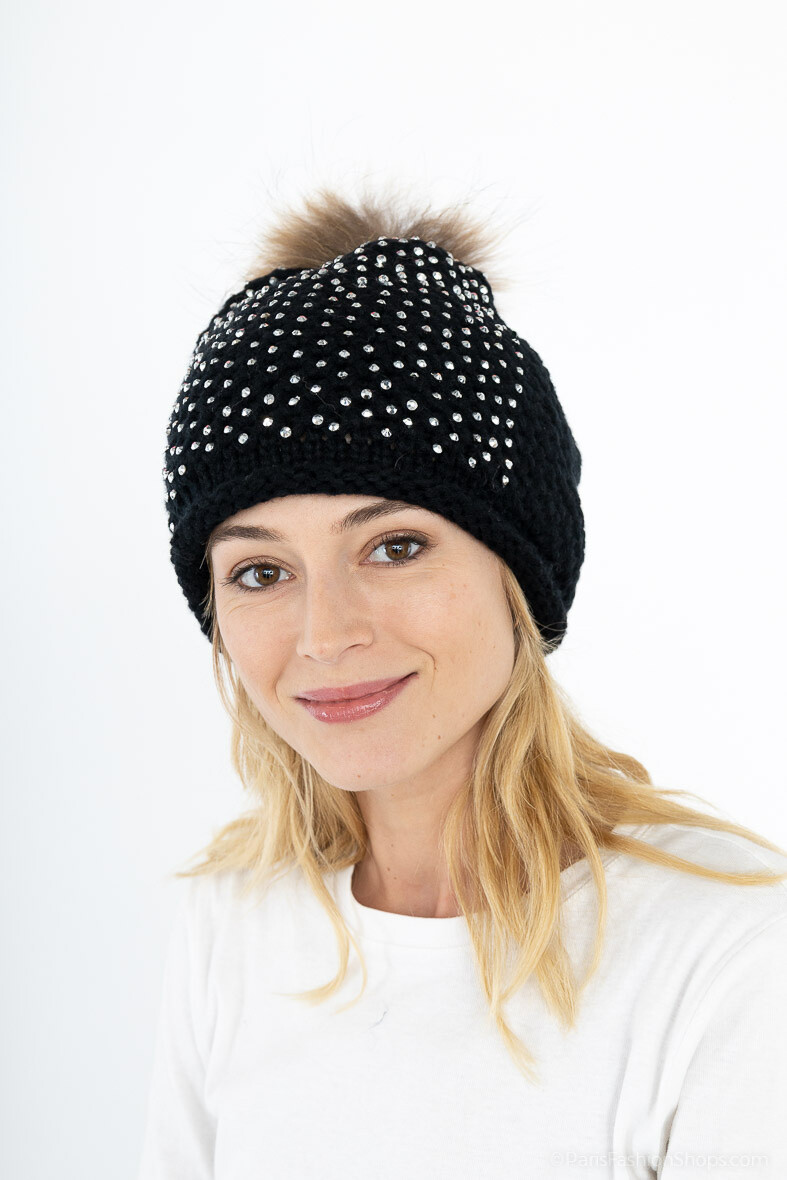Grossiste MAR&CO Accessoires - Bonnet avec Pompon en Fourrure de Marmotte
