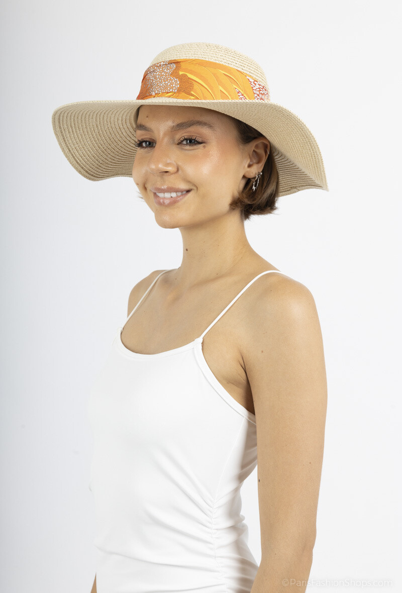 Grossiste MAR&CO Accessoires - Chapeau grande visière imitation paille avec nœud fleur