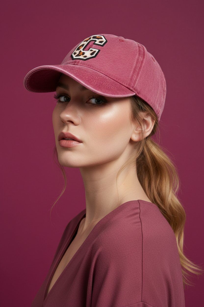 Grossiste MAR&CO Accessoires - casquette uni en coton effet Denim avec c en léopard
