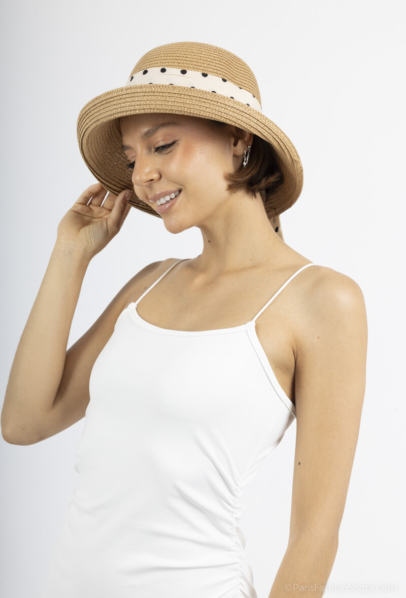 Grossiste MAR&CO Accessoires - Chapeau paille avec nœud petit pois