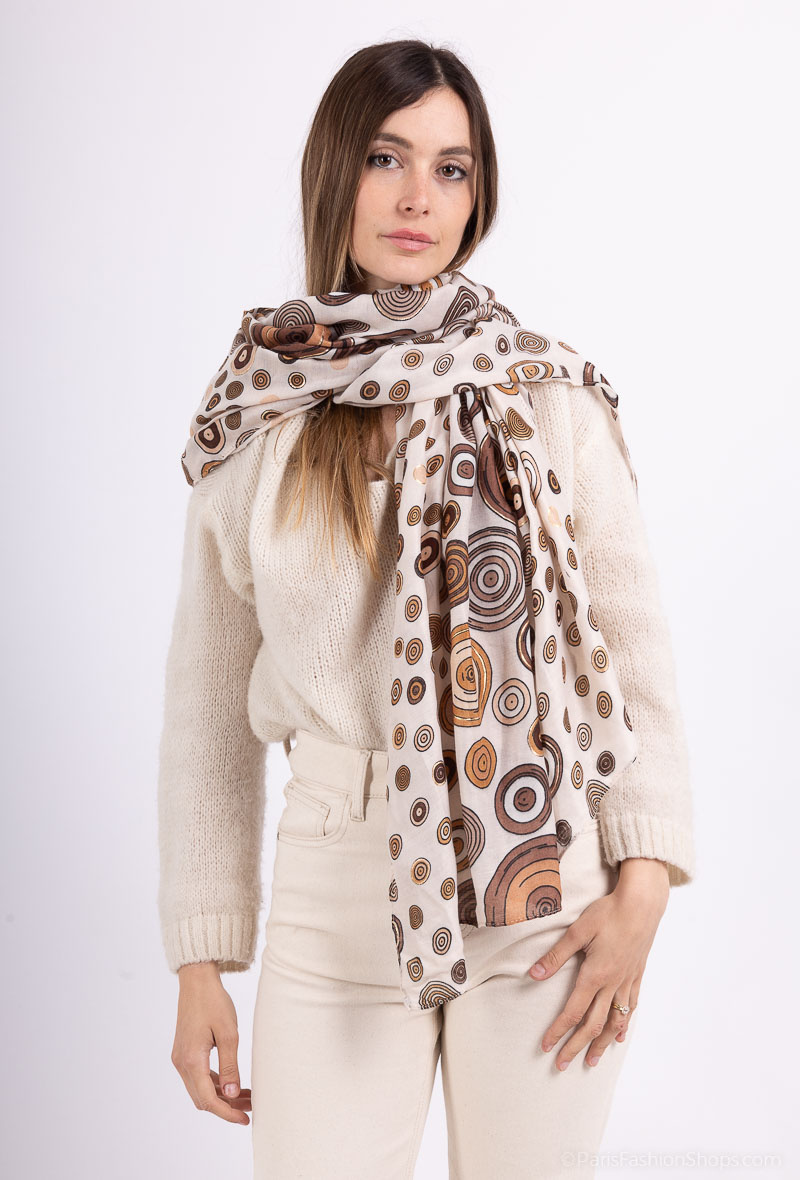 Großhändler MAR&CO Accessoires - Geometrischer runder bedruckter Schal mit Vergoldung