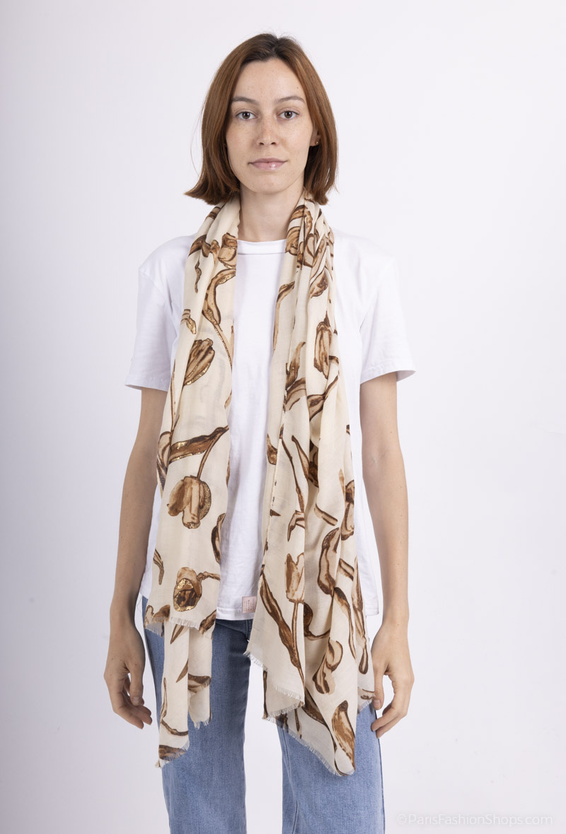Großhändler MAR&CO Accessoires - Schal mit Blumenmuster und Vergoldung