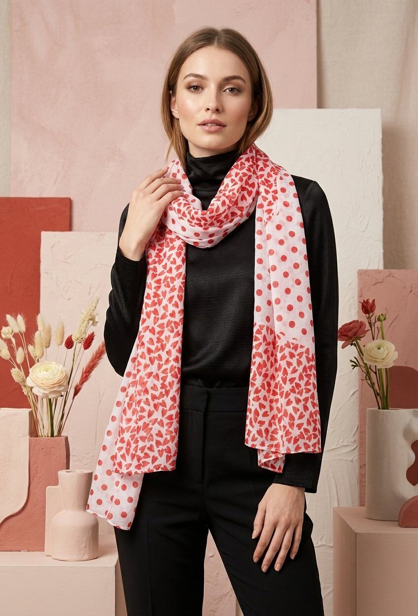 Mayorista MAR&CO Accessoires - Pequeños corazones bufanda impresa y guisante