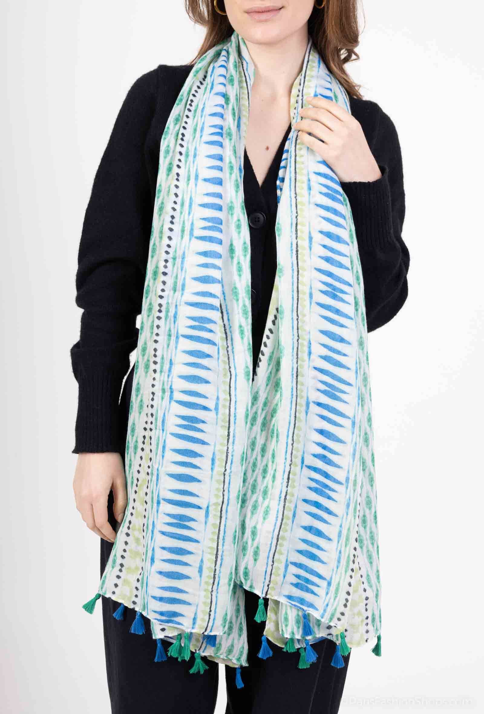 Mayorista MAR&CO Accessoires - Fular estampado fantasía con pompones