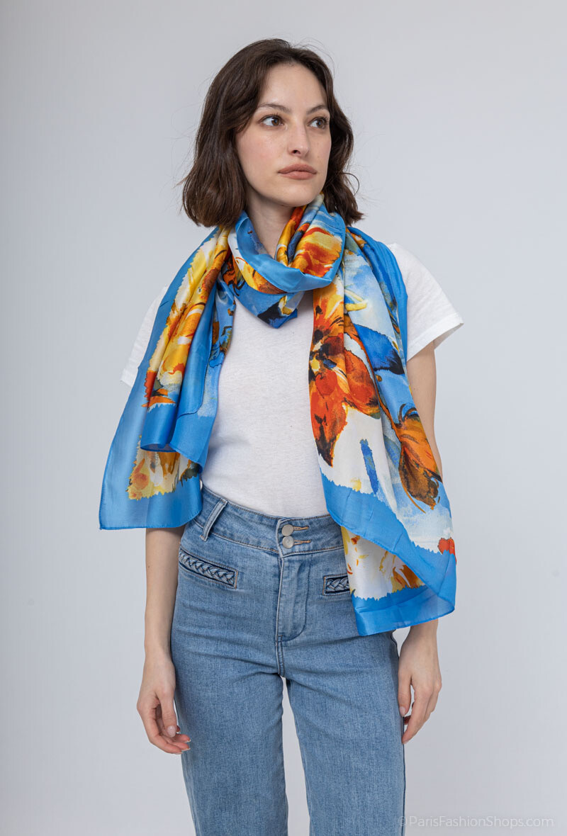 Mayorista MAR&CO Accessoires - Fular tacto seda estampado floral