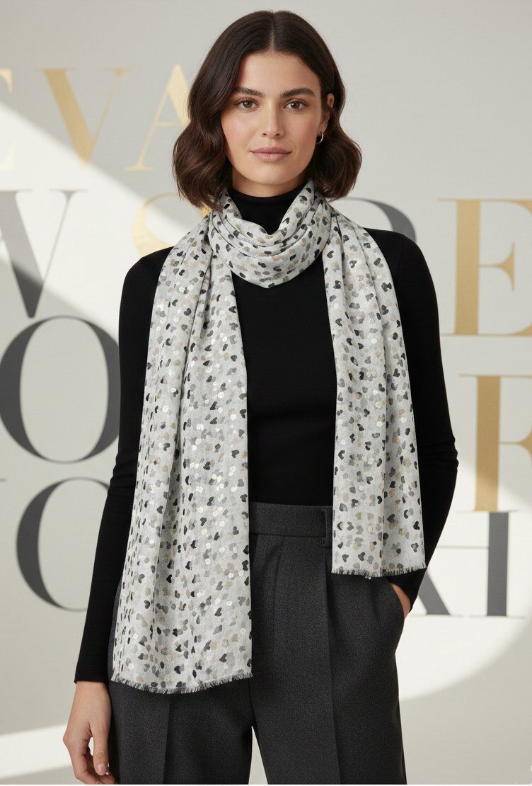 Grossiste MAR&CO Accessoires - Foulard écharpe imprimé petit cœur avec dorures
