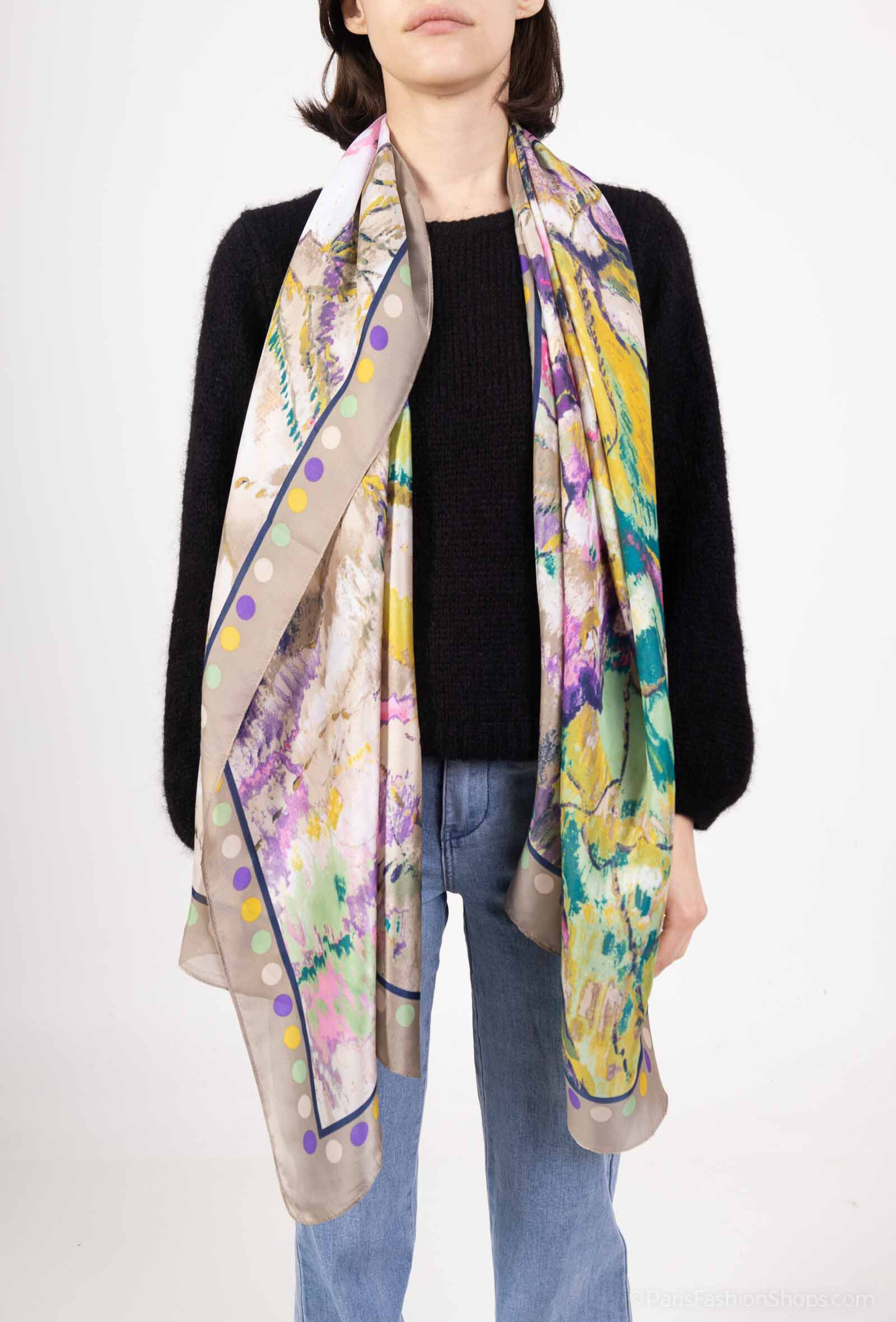 Mayorista MAR&CO Accessoires - Pañuelo de raso ligero con estampado de flores tacto seda