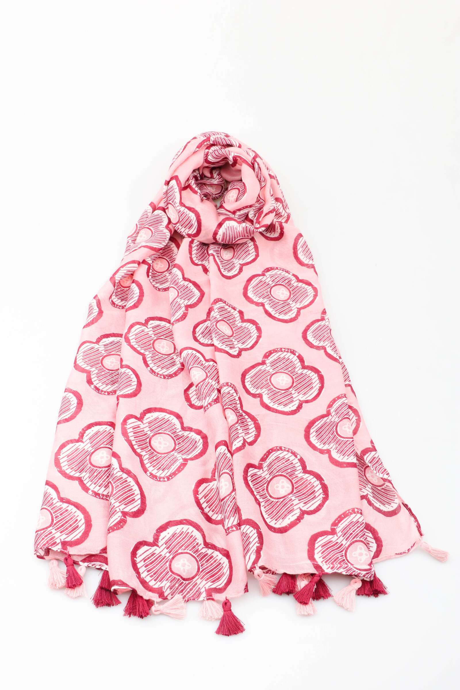 Mayorista MAR&CO Accessoires - Pañuelo estampado flores con pompones