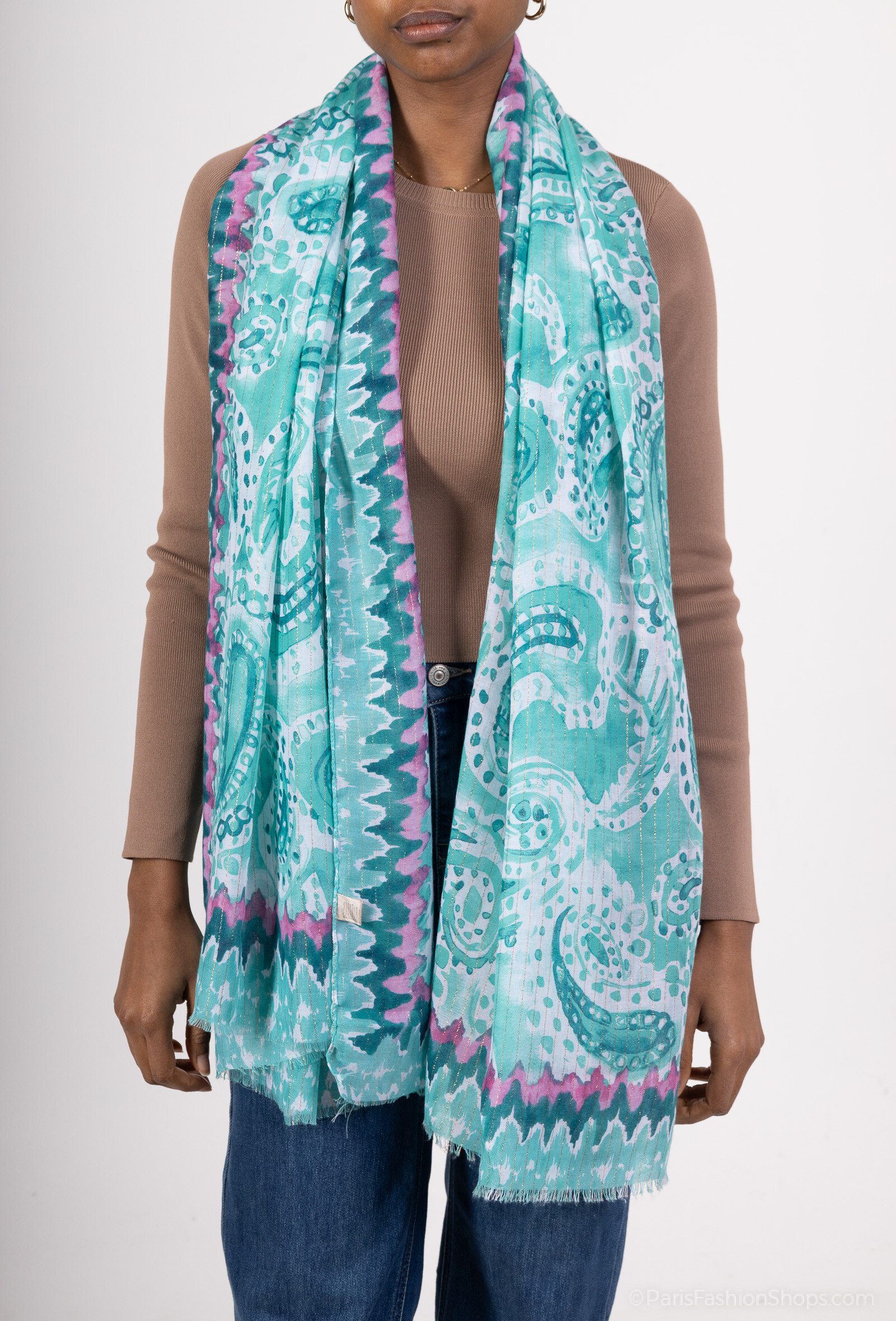 Mayorista MAR&CO Accessoires - Paisley impresa bufanda con dorado