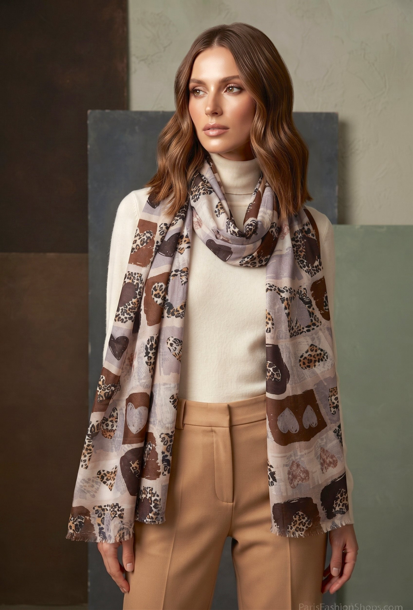 Grossista MAR&CO Accessoires - foulard con stampa cuore leopardata
